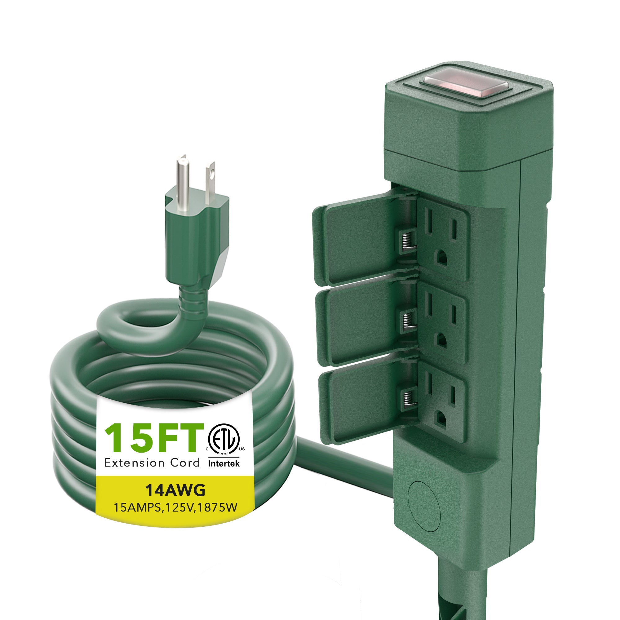 BN-LINK 15ft Outdoor Extension Cord with Power Stake, 6-Outlet Power S