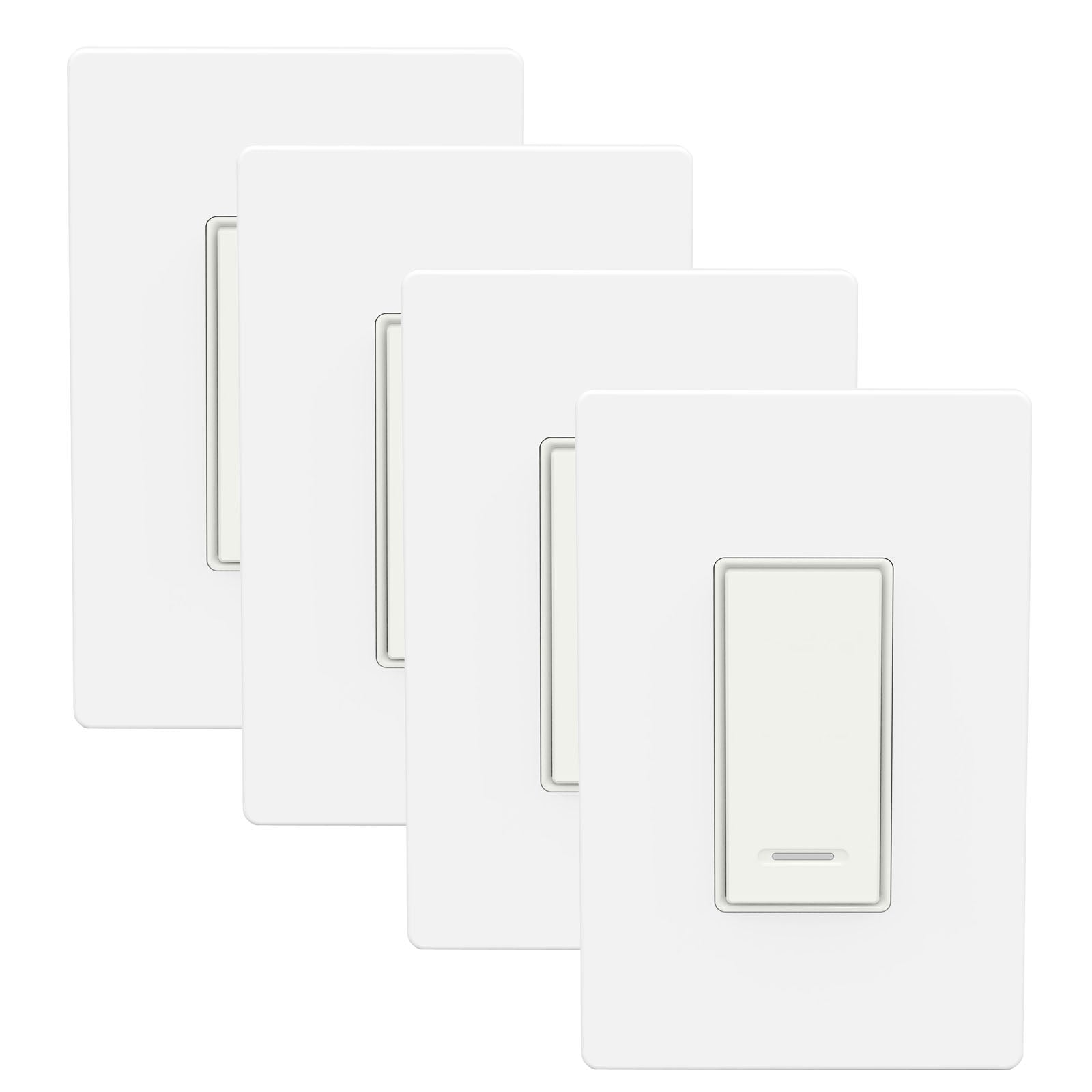 WiFi Smart in-Wall Light Switch with Timer Function Compatible with Alexa and Google Assistant (4 Pack) BN-LINK - BN-LINK