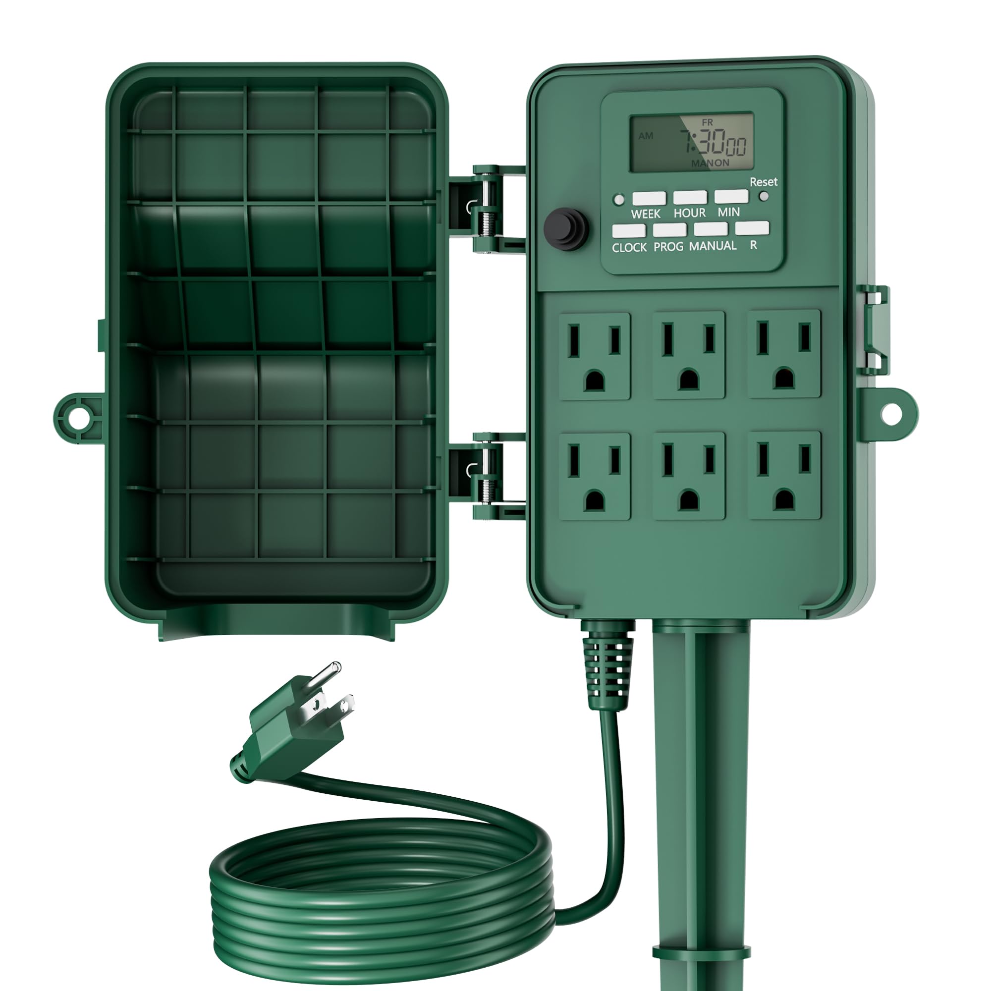 7 Day Heavy Duty Outdoor Digital Stake Timer 6 Outlets BN-LINK - BN-LINK