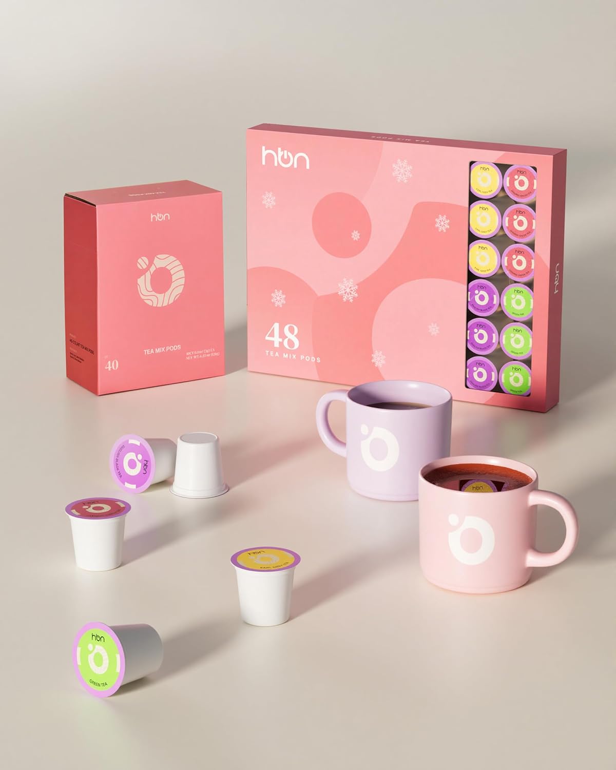 Tea 40-Count/48-Count Sampler Variety Pack for K-Cup Brewers, Healthy & Energizing Tea Capsules, Gift Box Set (Green, English Breakfast, Earl Grey, Jasmine) HBN - BN-LINK