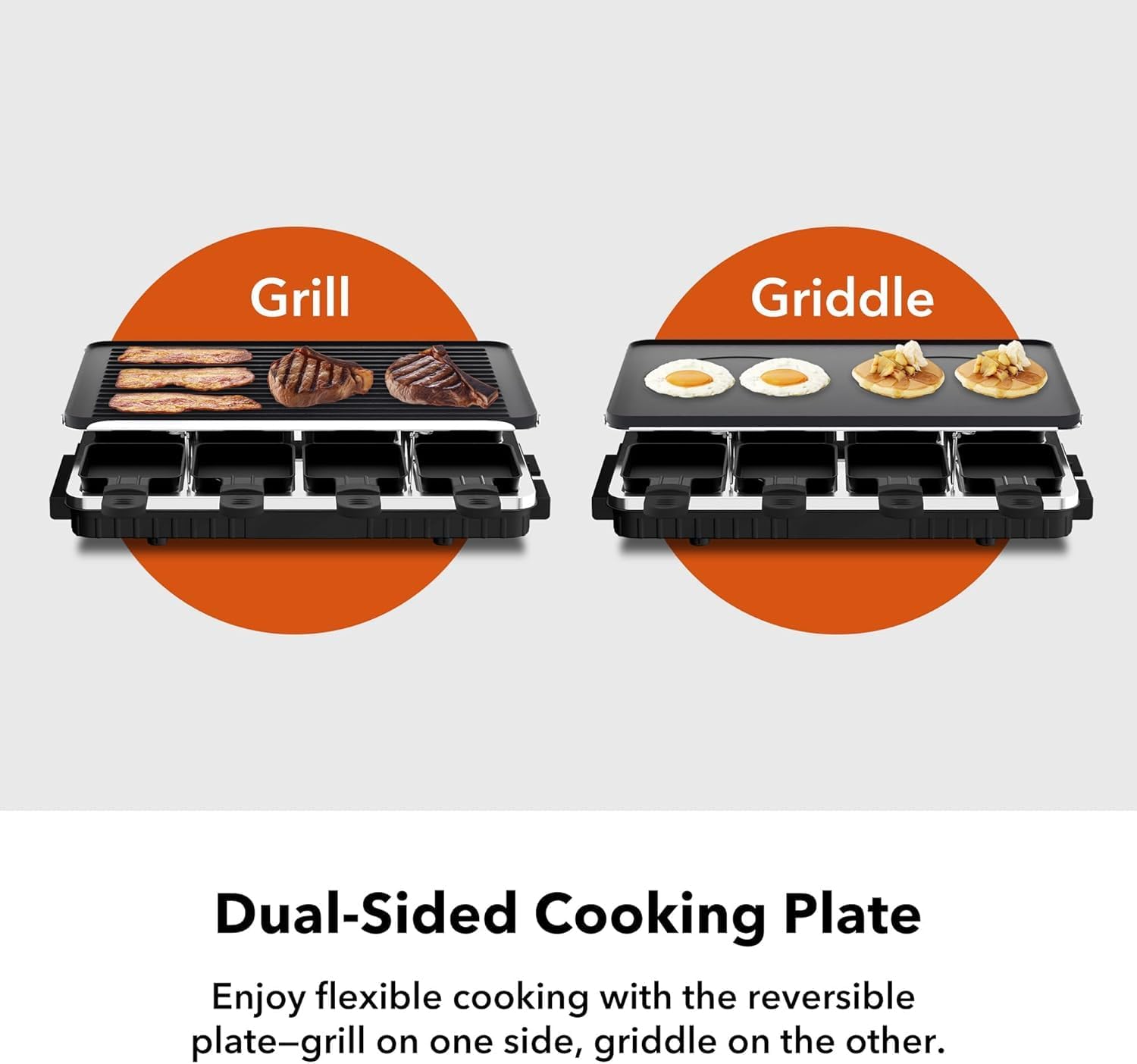1300W Electric Raclette Table Grill with 8 Warming Trays, 2-in-1 Korean BBQ Grill & Electric Griddle Nonstick HBN