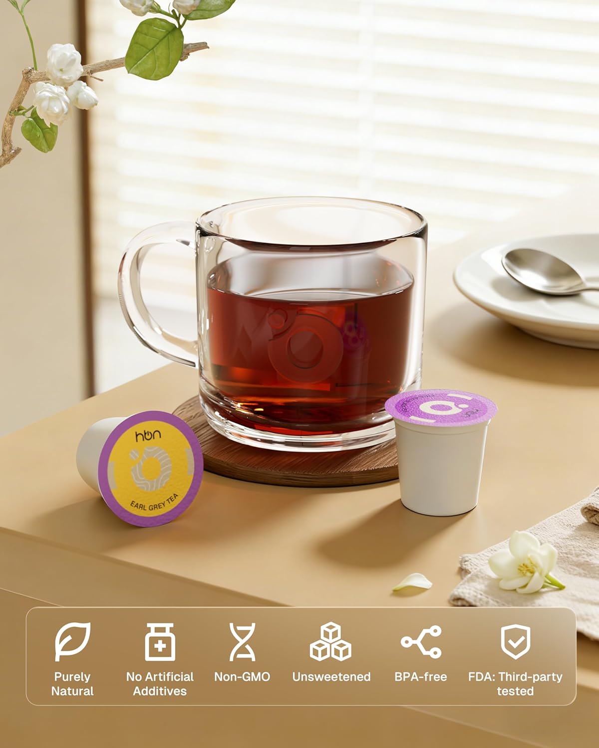 Tea 40-Count/48-Count Sampler Variety Pack for K-Cup Brewers, Healthy & Energizing Tea Capsules, Gift Box Set (Green, English Breakfast, Earl Grey, Jasmine) HBN - BN-LINK