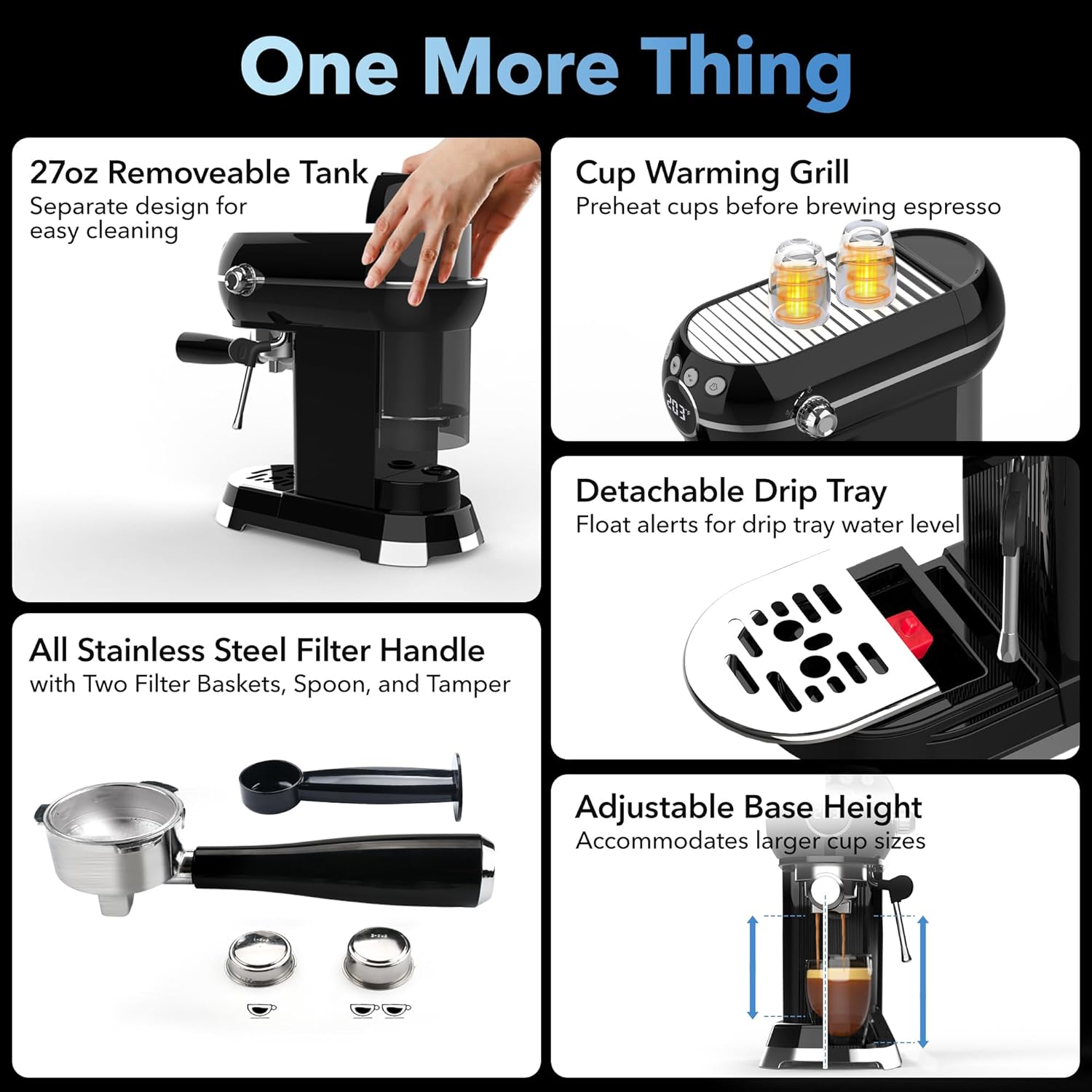 20Bar Compact Espresso Machine with Milk Frother, 27oz Removable Water Tank for Small Spaces, Fast Heat-Up Home Coffee Maker HBN