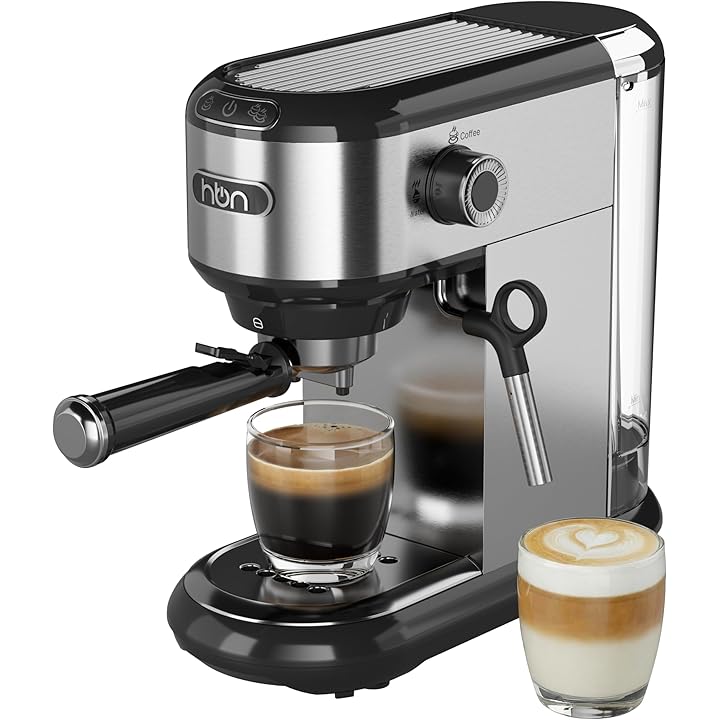 20 Bar Espresso Machine with Milk Frother, Compact Espresso Maker for Ground Coffee, Stainless Steel Coffee Machine with Steam Wand & 34oz Removable Water Tank, 1450W for Home & Office HBN - BN-LINK