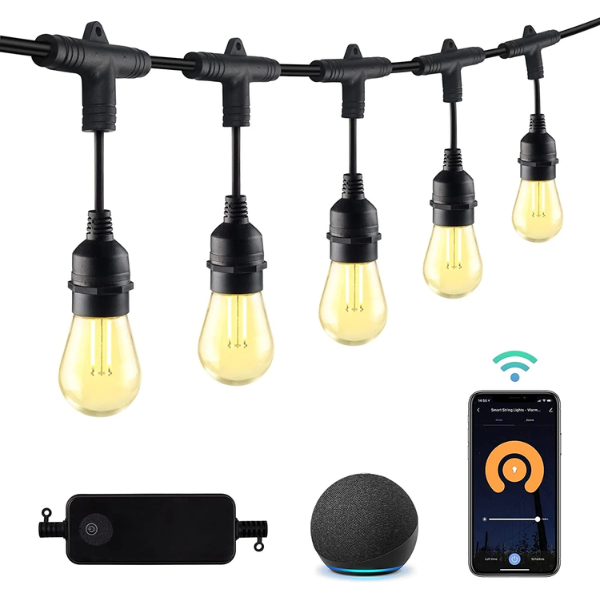 BN-LINK Smart Dimmer Plug, WiFi Outdoor Dimmer for String Lights, LED, Filament, Halogen Lamp, App Remote Control and Google Assistant, Alexa