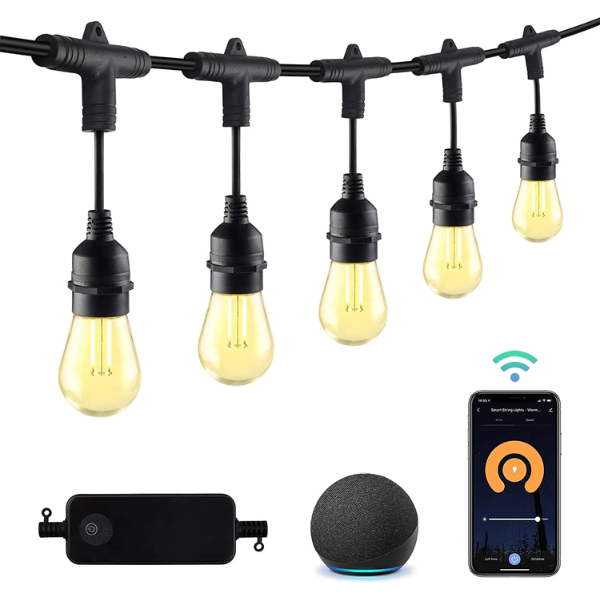 BN-LINK Smart Dimmer Plug, WiFi Outdoor Dimmer for String Lights, LED,  Filament, Halogen lamp, APP Remote Control and Google Assistant, Alexa  Outdoor Smart Plug, Waterproof 