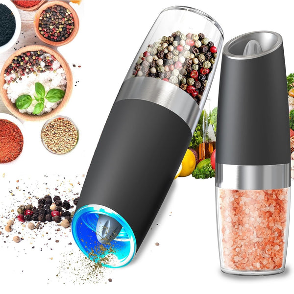 Gravity Electric Pepper and Salt Grinder Set, 2pack Battery Operated A