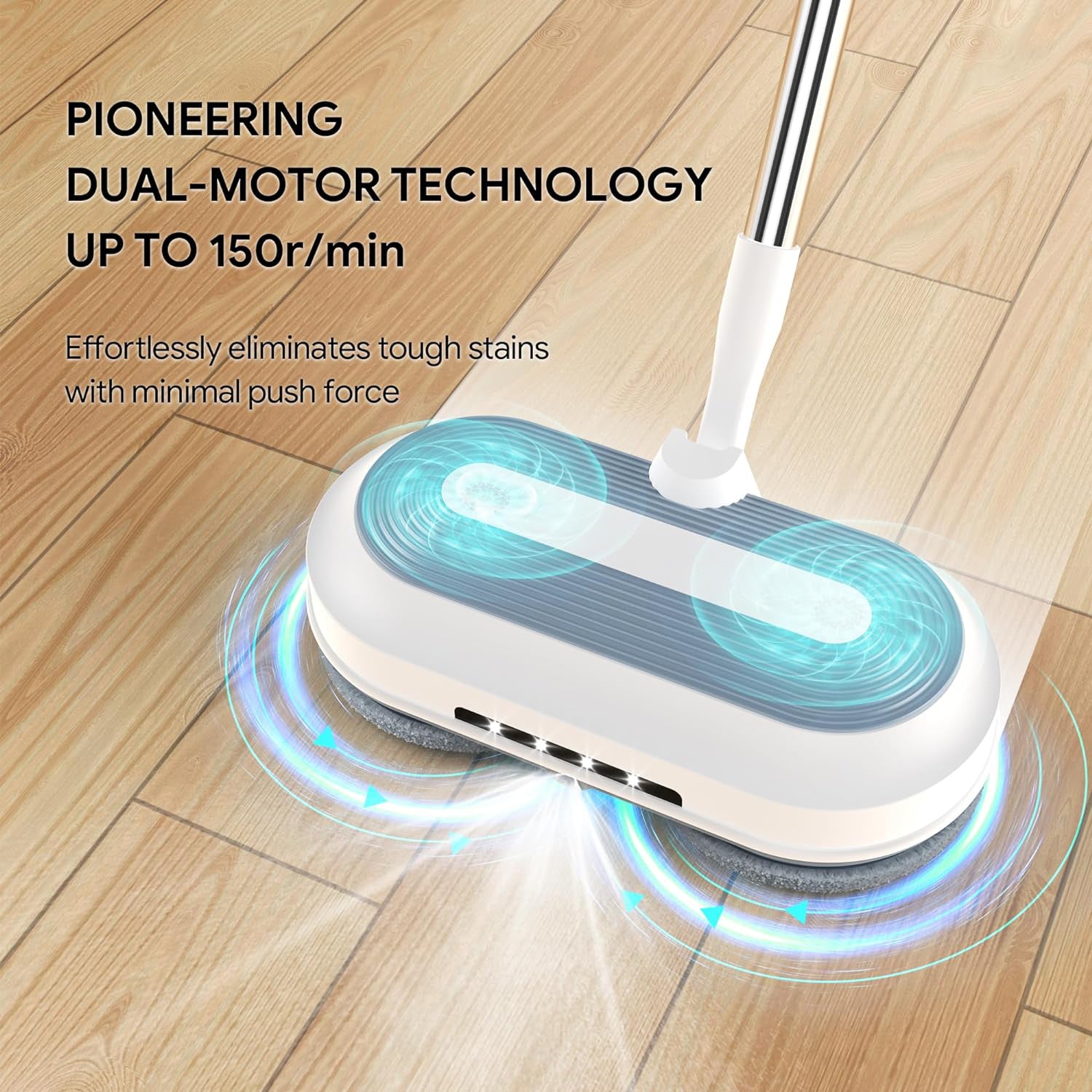 Cordless Electric Mop with Water Sprayer & LED Headlight, Powerful Floor Cleaner with 200ML Water Tank Bn-link