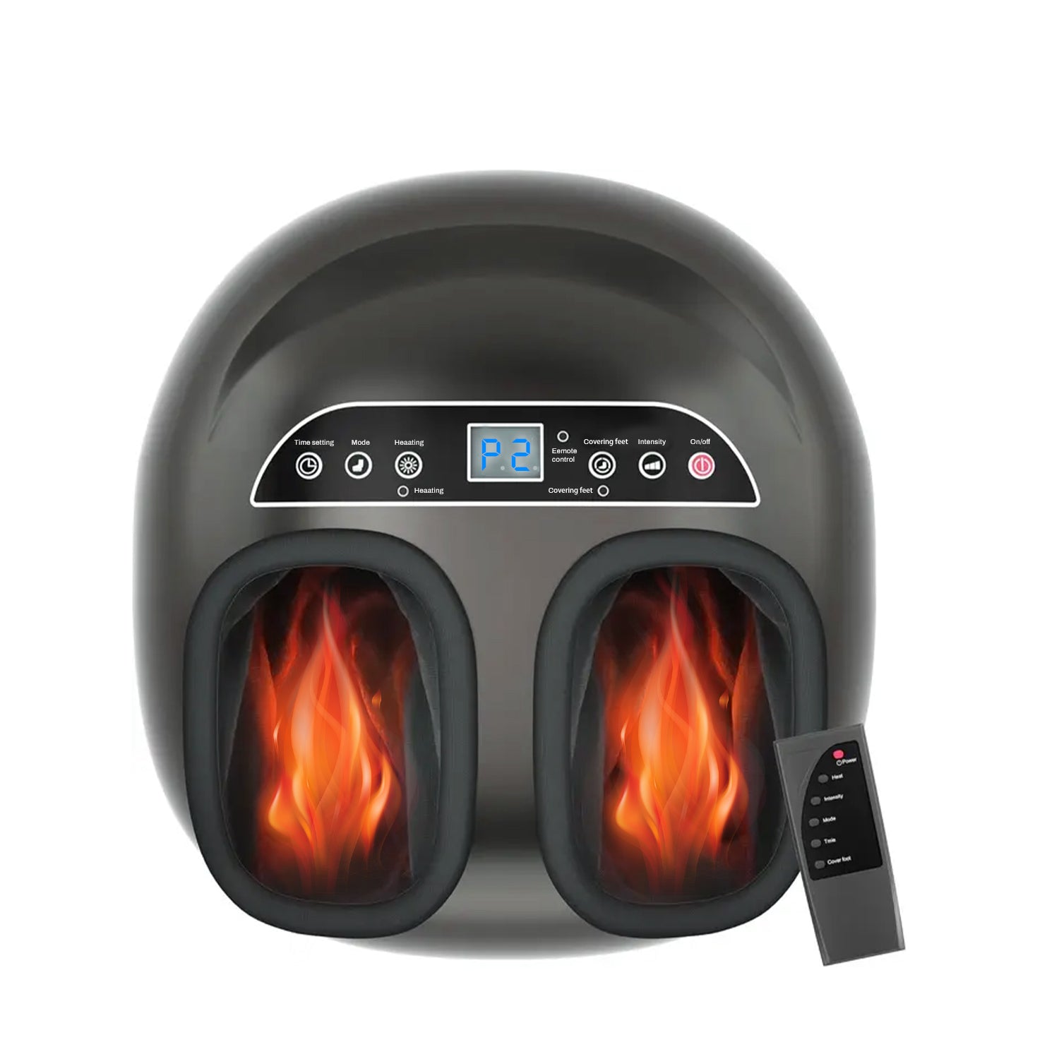 Foot Massager Machine with Heat & 5 Deep-Kneading Modes, 5 Massage Levels & Timer, Remote Control Deep Kneading Machine for Plantar Fasciitis, for Home and Office Use Bn-link