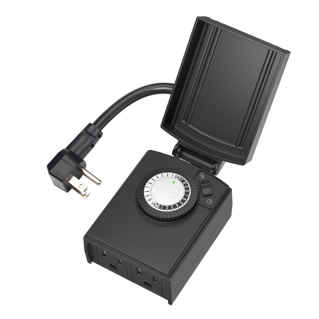 Timer External 30 Min Outdoor Mechanical 24 Hour Programmable Dual Outlet Timer BN-LI