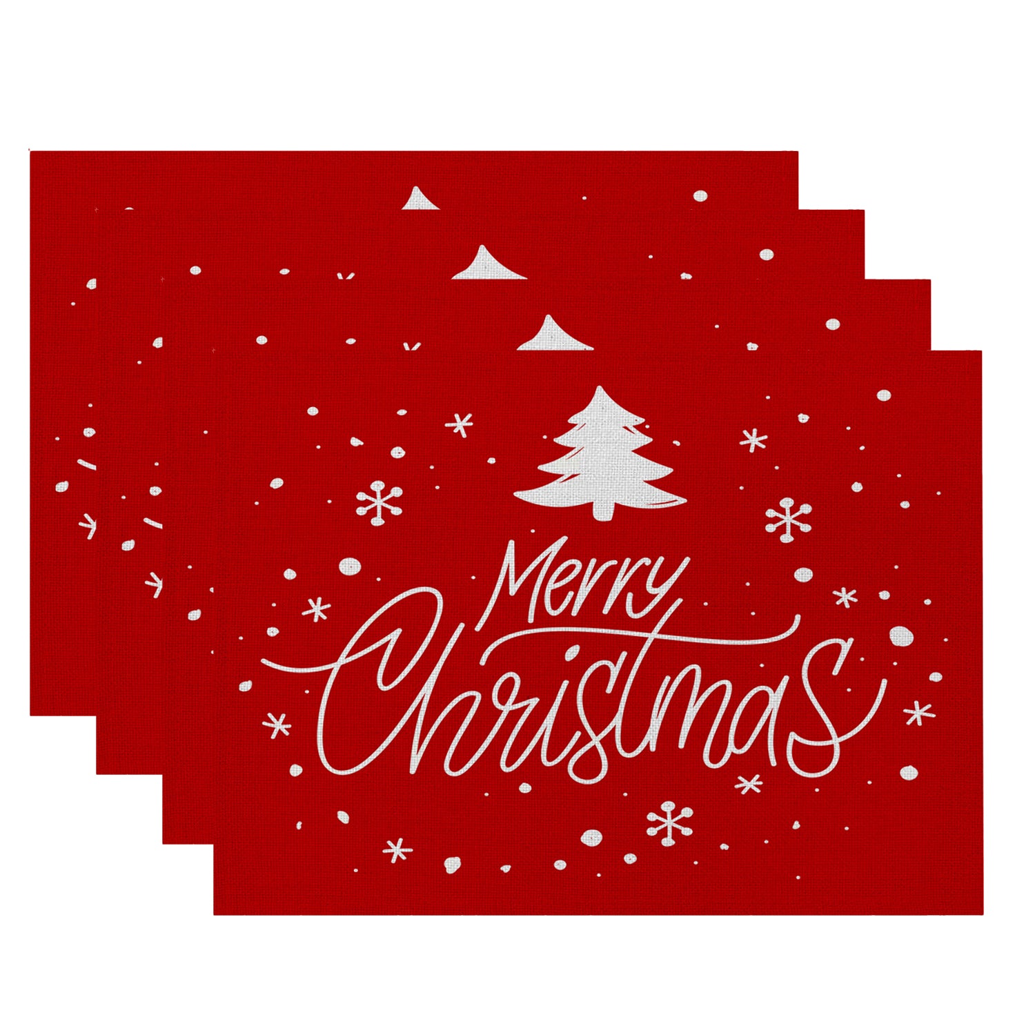 Merry Christmas Placemats for Dining Table, 12x18 Inch Winter Xmas Table Mats for Party Kitchen Dining Decoration Bn-link
