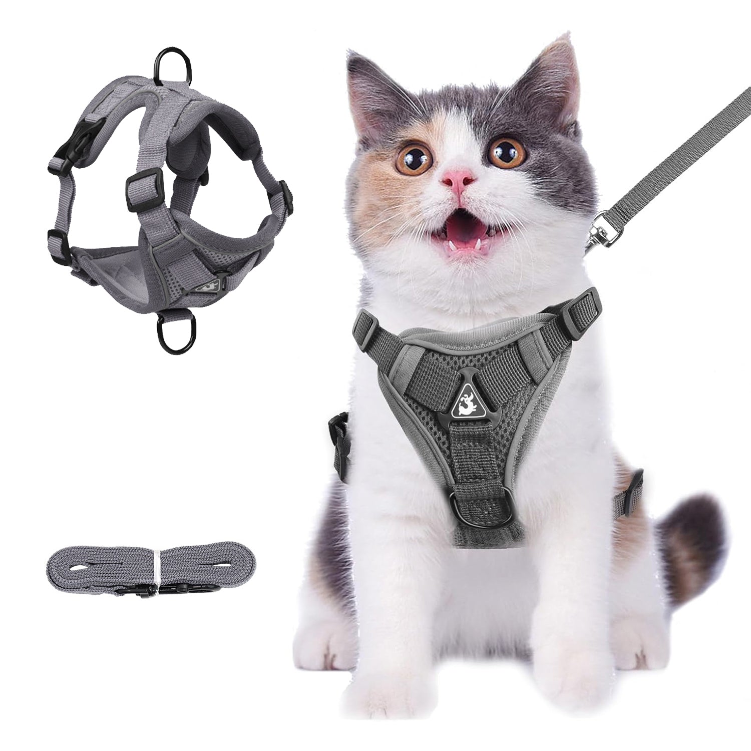 Cat Harness and Leash Set for Walking, Escape Proof Soft Adjustable Vest Harnesses with Reflective Strips for Cat and Puppy Bn-link