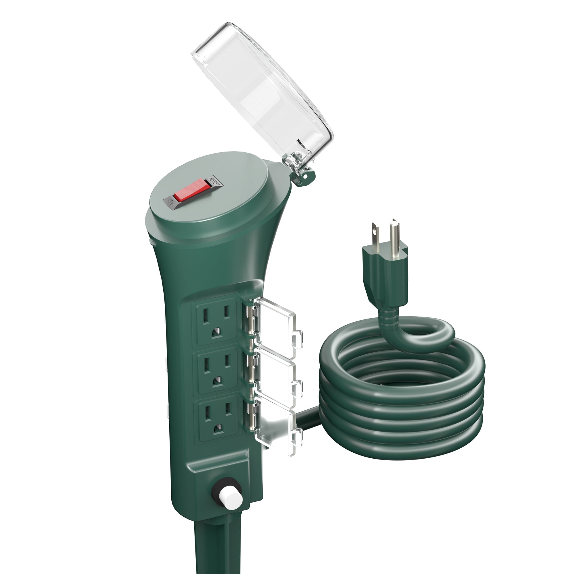 Outdoor Power Stake with 6 Outlets 6ft Extension Cord Overload