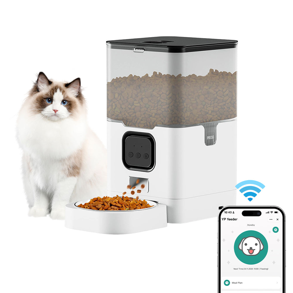 Automatic Cat Feeder 4L/6L WIFI, 2.4G WiFi Timed Cat Food Dispenser, 4L Automatic Cat Food Dispenser for Small Pets Indoor Bn-link