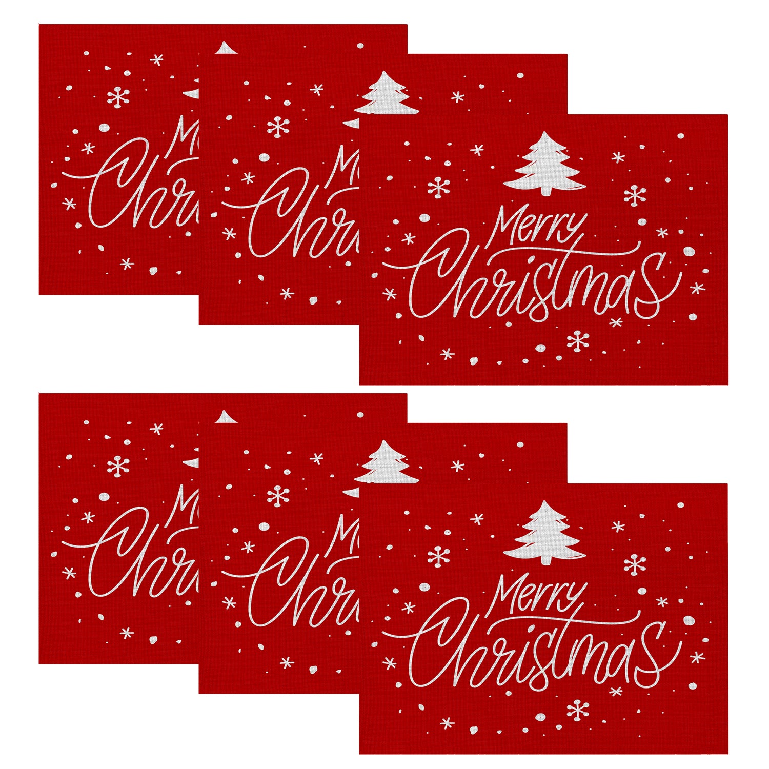 Merry Christmas Placemats for Dining Table, 12x18 Inch Winter Xmas Table Mats for Party Kitchen Dining Decoration Bn-link