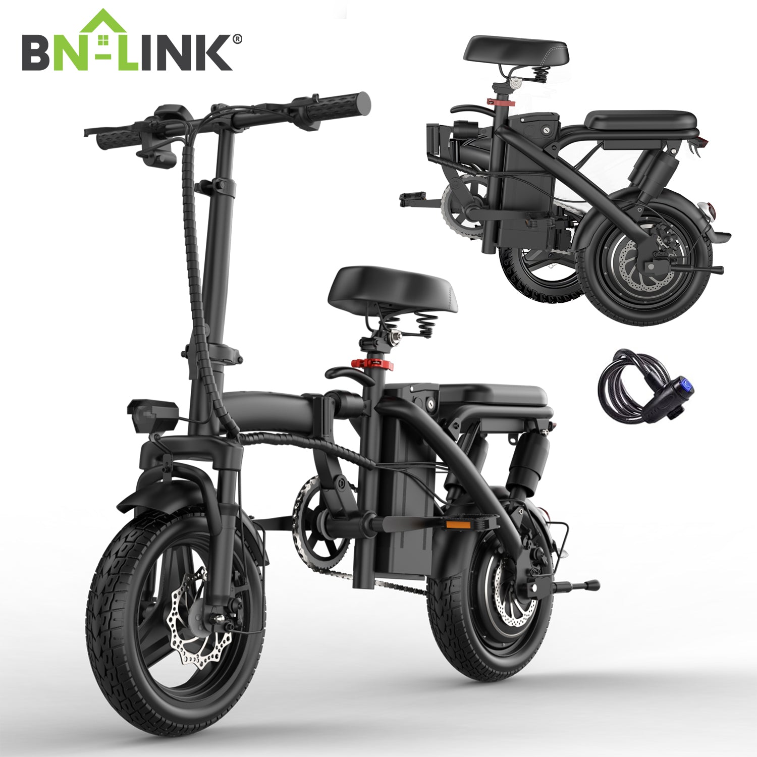 Foldable Electric Bike for Adults, 500W Motor up to 20 MPH, 25 Miles Range, 48V Removable Lithium Battery, Dual Shock Absorption, 14" Tires, Compact Commuter Mini E-Bike44