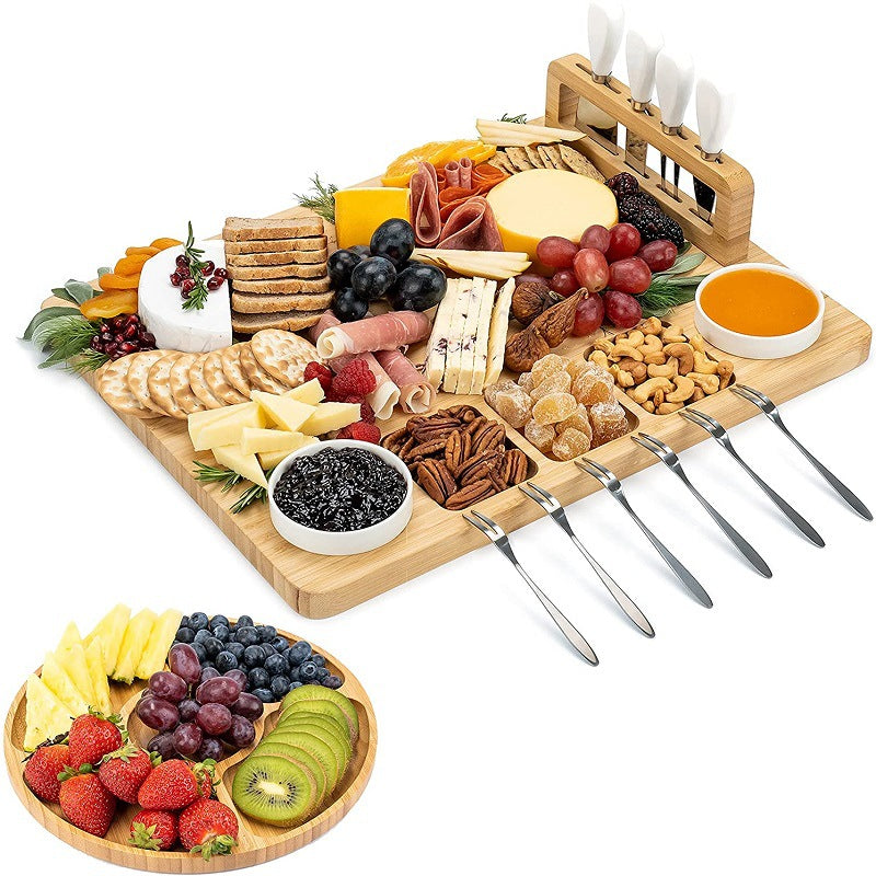 Charcuterie Board Set, Large Cheese Board Set with Accessories, Natural Bamboo Charcuterie Tray Cheese Platter, House Warming Gift & Wedding Gift Bn-link