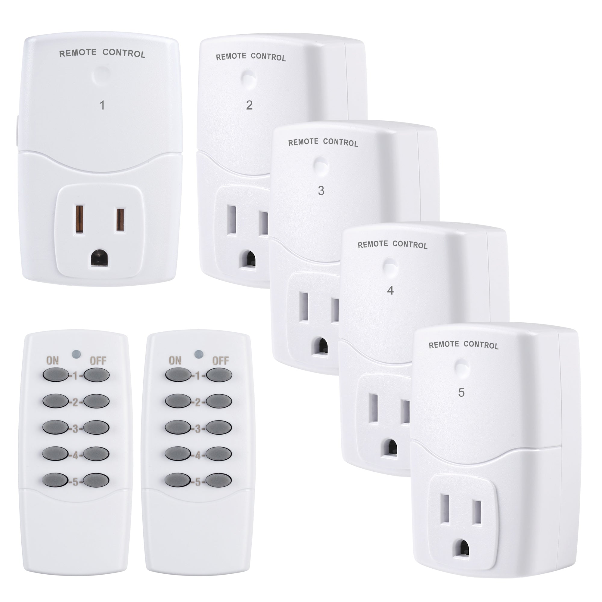 BN-LINK Wireless Remote Control Outlet with Extra Long Range, for Household  Appliances, White (2 Remotes + 5 Outlets)