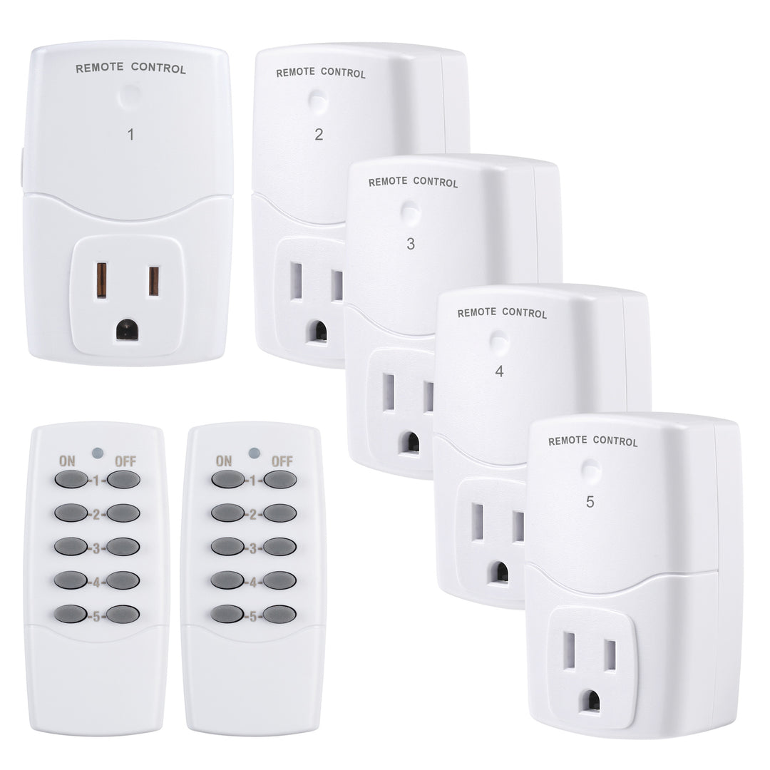 Mini Wireless Remote Control Outlet Switch Power Plug (2 Remotes+5 Outlets) BN-LINK - BN-LINK