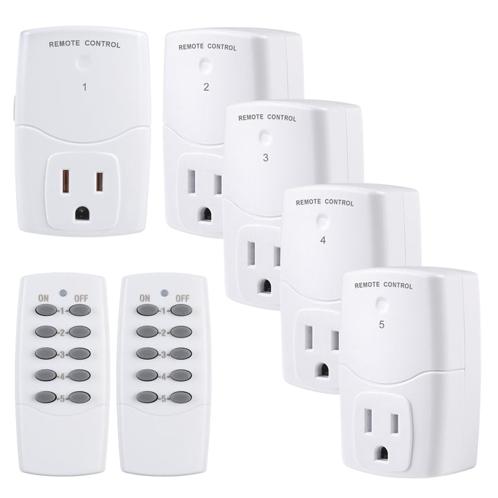 Mini Wireless Remote Control Outlet Switch Power Plug (2 Remotes+5 Outlets) BN-LINK - BN-LINK