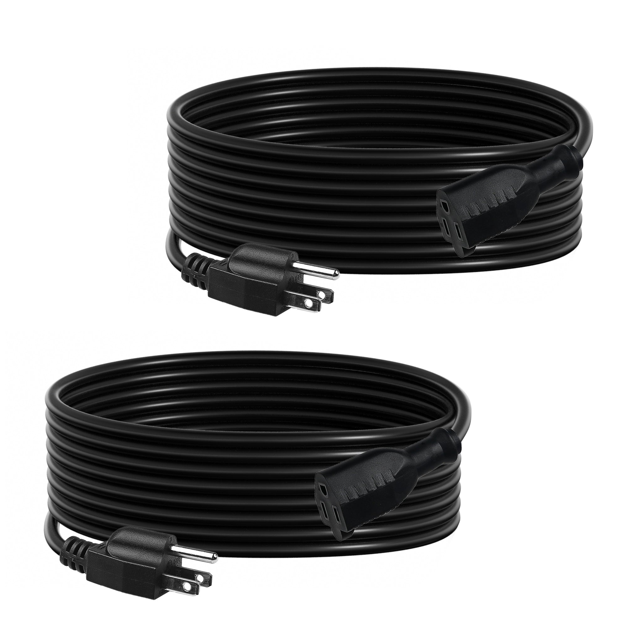 DuraTech 16/3 SJTW Heavy Duty Extension Cord - Multiple Lengths (3ft To 50ft), Flat Plug, Water Resistant, Black