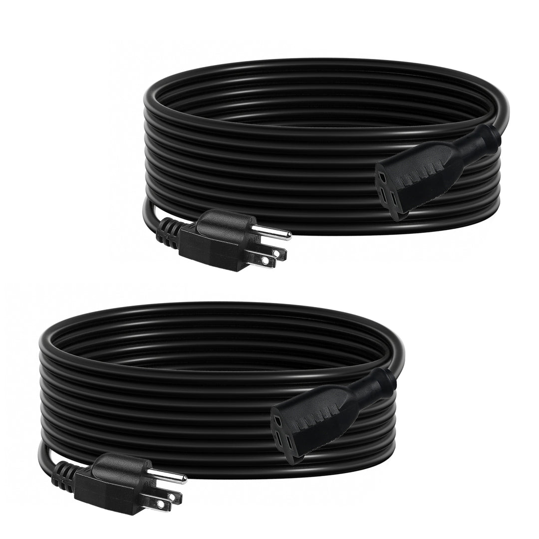 BN-LINK 20 ft Indoor Outdoor Extension Cord 16/3 SJTW, 2 Pack, Black, 3-Prong, PVC Cable Jacket, Weather Resistant, Flame Retardant, Suitable for