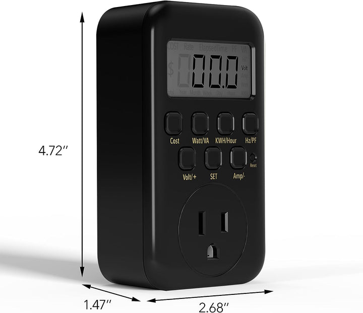 Digital Energy Meter Voltage Amps Electricity Usage Monitor Wall Socket LCD Display Bn-link - BN-LINK