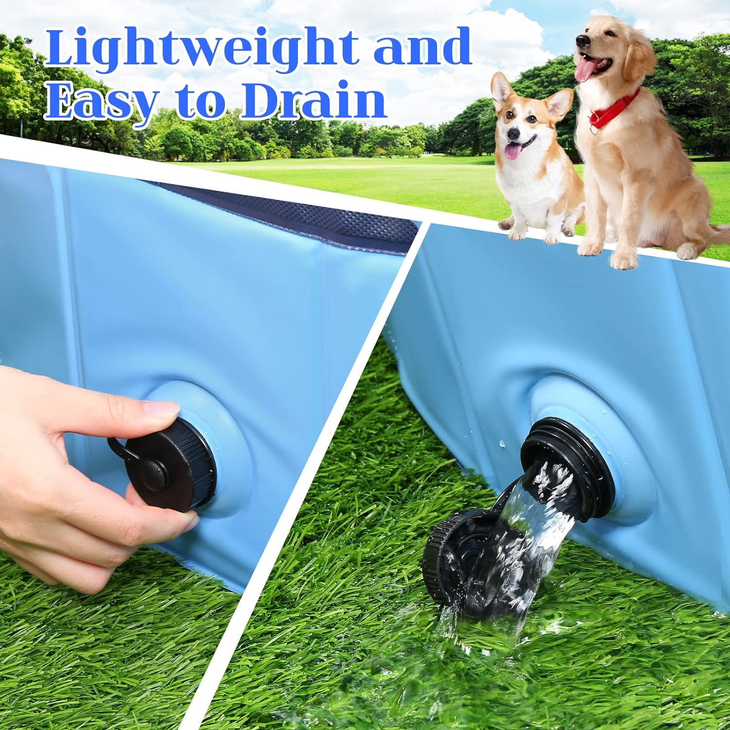 Foldable Dog Pool, PVC Pet Swimming Pool, Portable Dog Pool Bathtub for Pets to Swim and Bath Bn-link