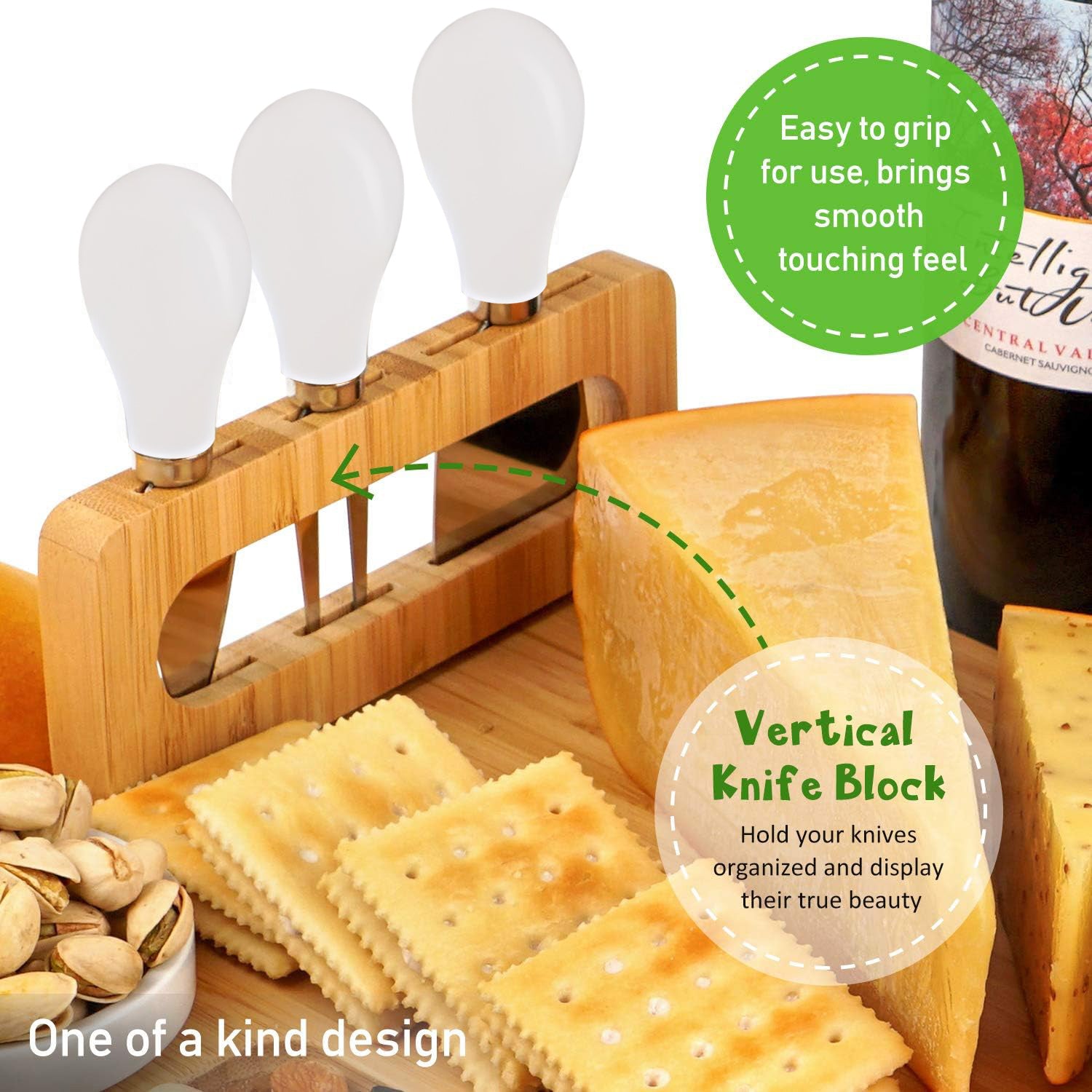 Charcuterie Board Set, Large Cheese Board Set with Accessories, Natural Bamboo Charcuterie Tray Cheese Platter, House Warming Gift & Wedding Gift Bn-link