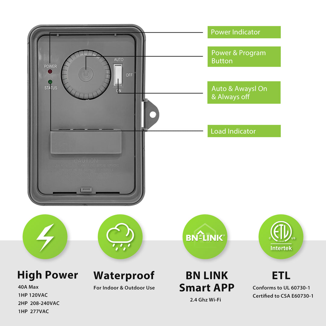 BN-LINK Outdoor Pool Heavy-Duty Smart WiFi Box Timer Switch