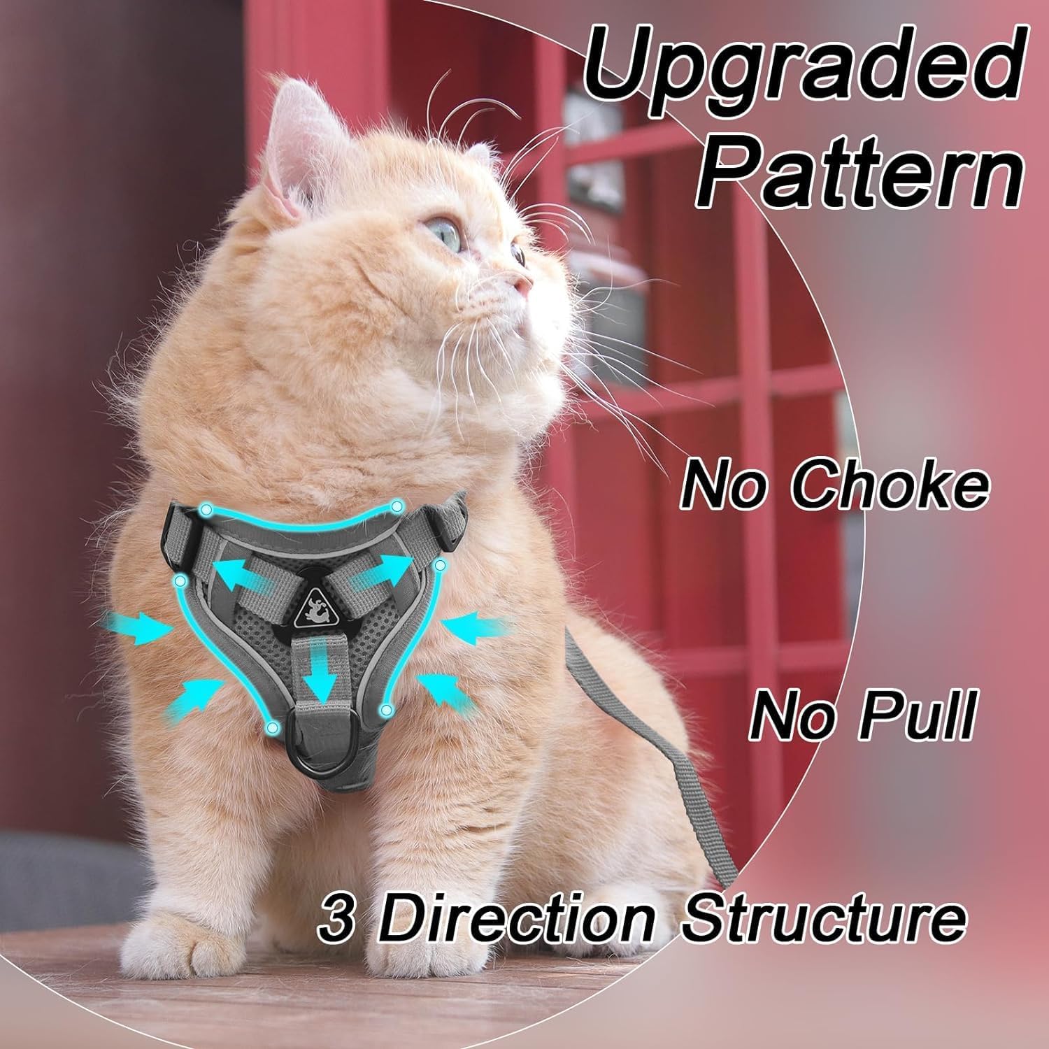 Cat Harness and Leash Set for Walking, Escape Proof Soft Adjustable Vest Harnesses with Reflective Strips for Cat and Puppy Bn-link