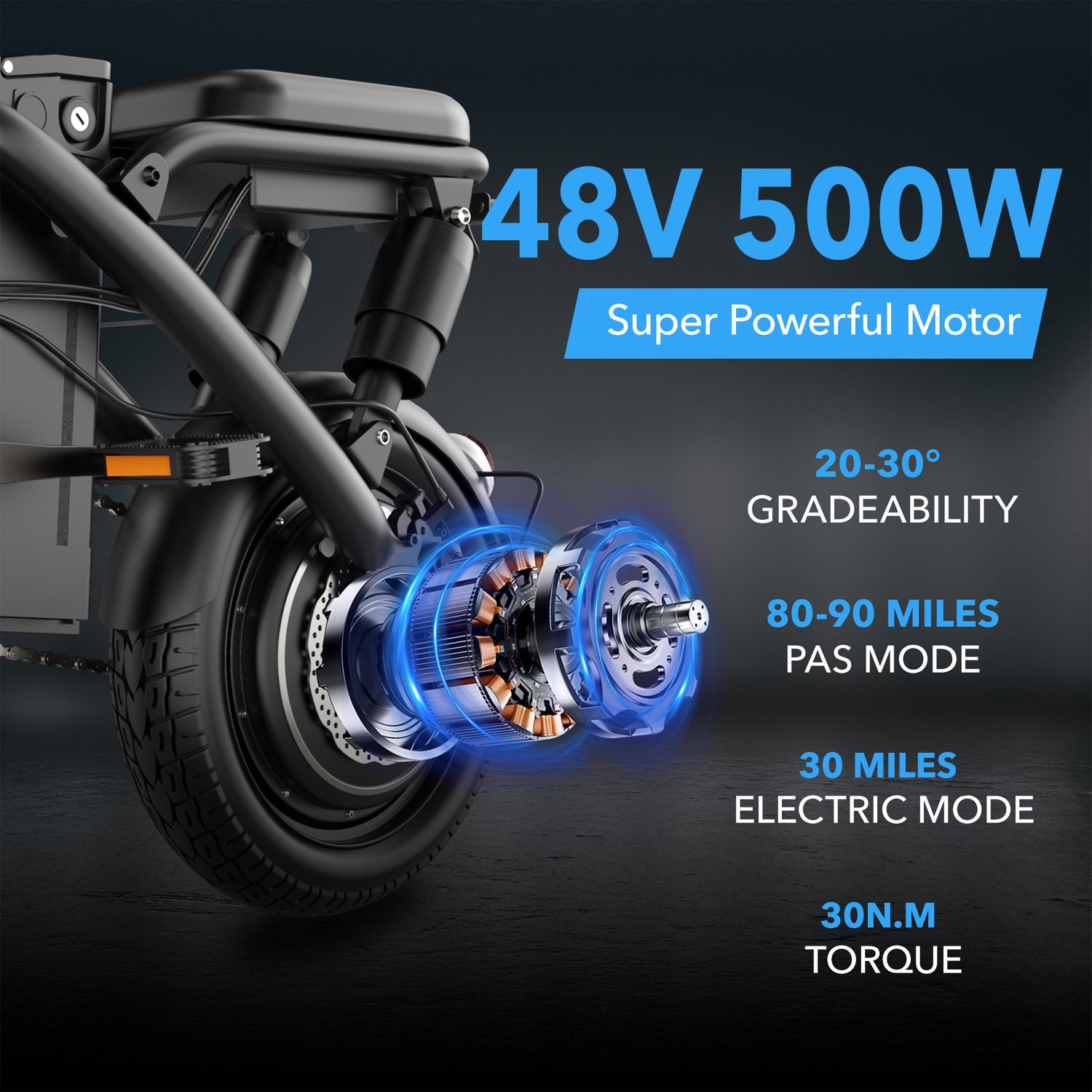 Foldable Electric Bike for Adults, 500W Motor up to 20 MPH, 25 Miles Range, 48V Removable Lithium Battery, Dual Shock Absorption, 14" Tires, Compact Commuter Mini E-Bike44