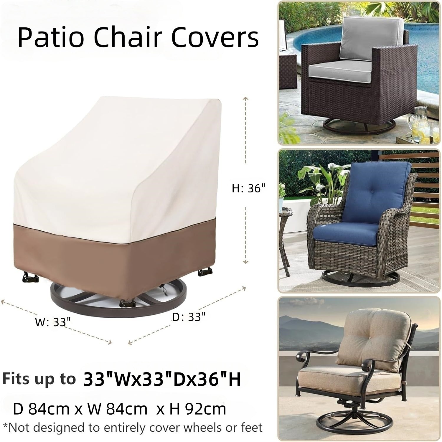 Patio Chair Covers, Waterproof Patio Furniture Covers, Heavy Duty and Waterproof Outdoor Lawn Chair Covers Bn-link