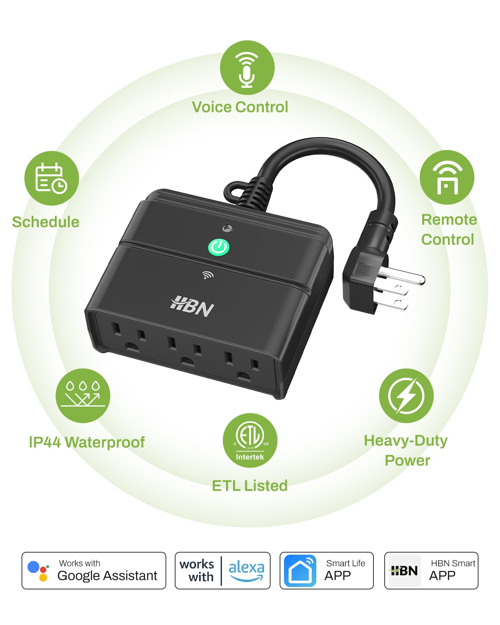 Outdoor Smart Wi-Fi Plug Outlet with 3 Sockets Compatible Function BN-LINK - BN-LINK