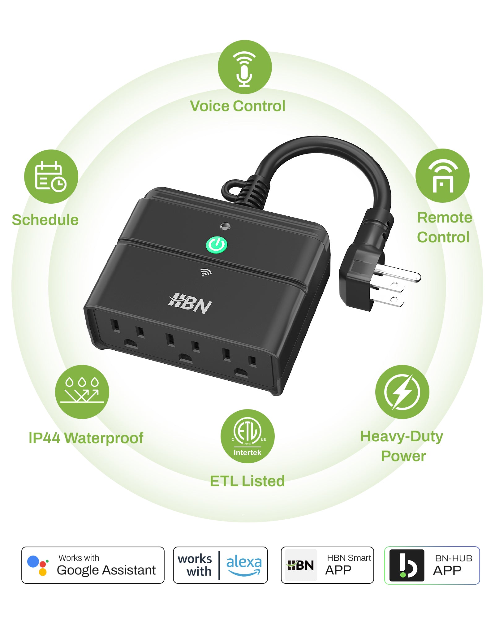 Outdoor Smart Wi-Fi Plug Outlet with 3 Sockets Compatible Function BN-LINK - BN-LINK