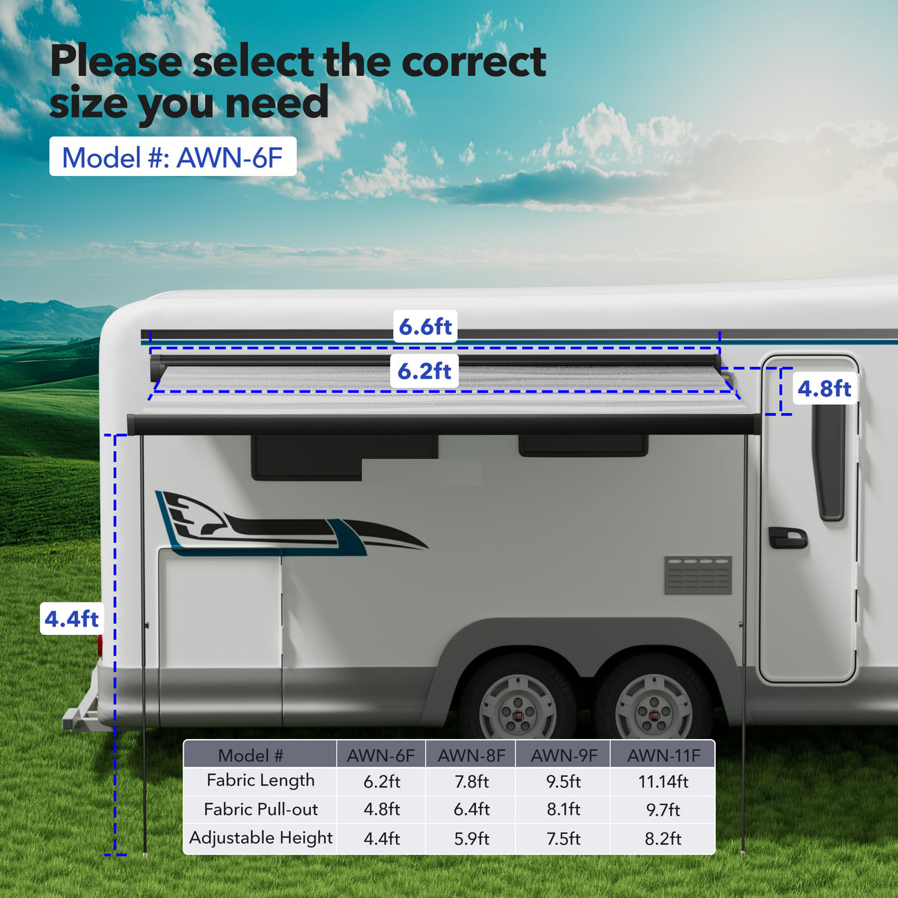 Camper Awning, Black Aluminium, Vehicle Awning for Trucks, SUVs, RV, C