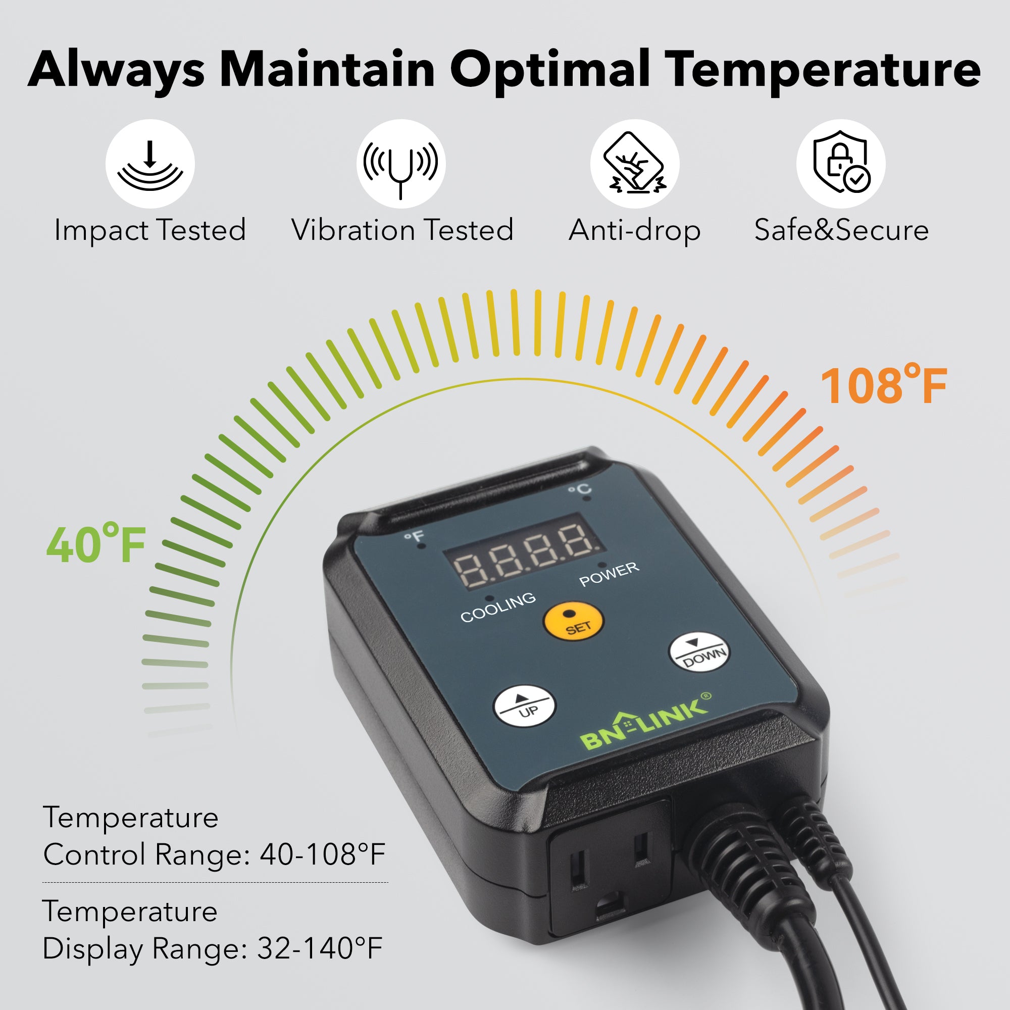 Digital Cooling Thermostat Controller 40-108°F BN-LINK - BN-LINK