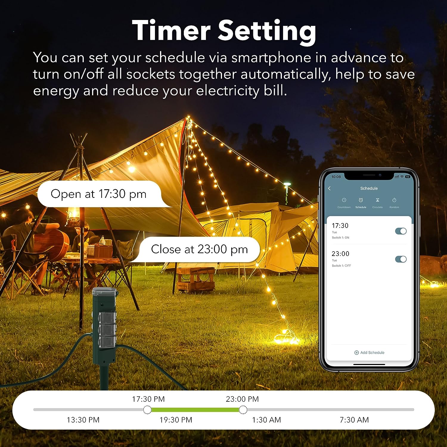 Six Outlet Outdoor Stake Wi-Fi Smart Plug