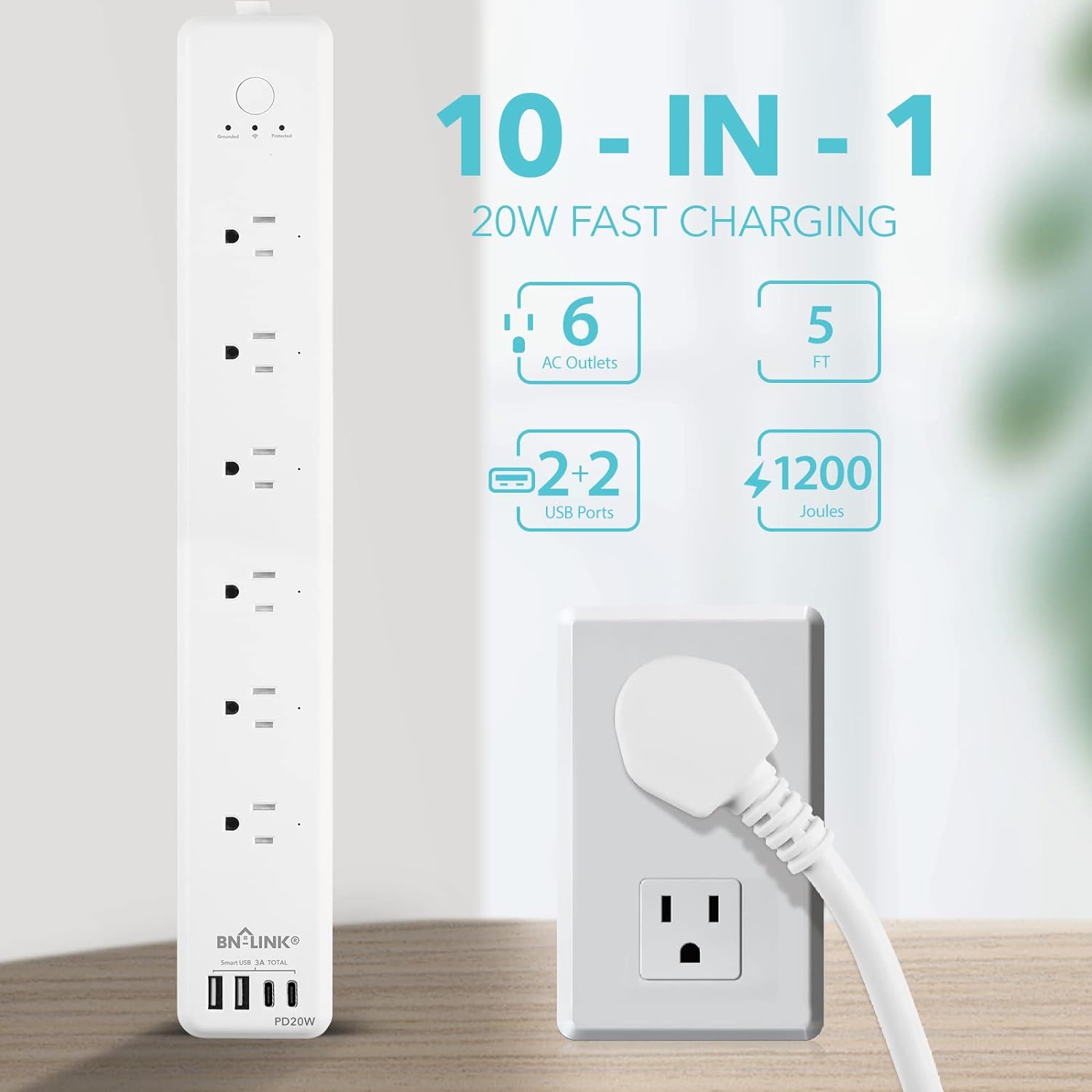 Smart Wifi Power Strip Compatible with Alexa Google Home Surge Protector BN-LINK - BN-LINK