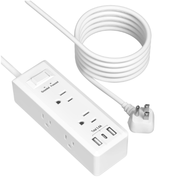 Surge Protector Power Strip with 6 Outlets 2 USB-A 1 USB-C 3-Side Outlet BN-LINK - BN-LINK