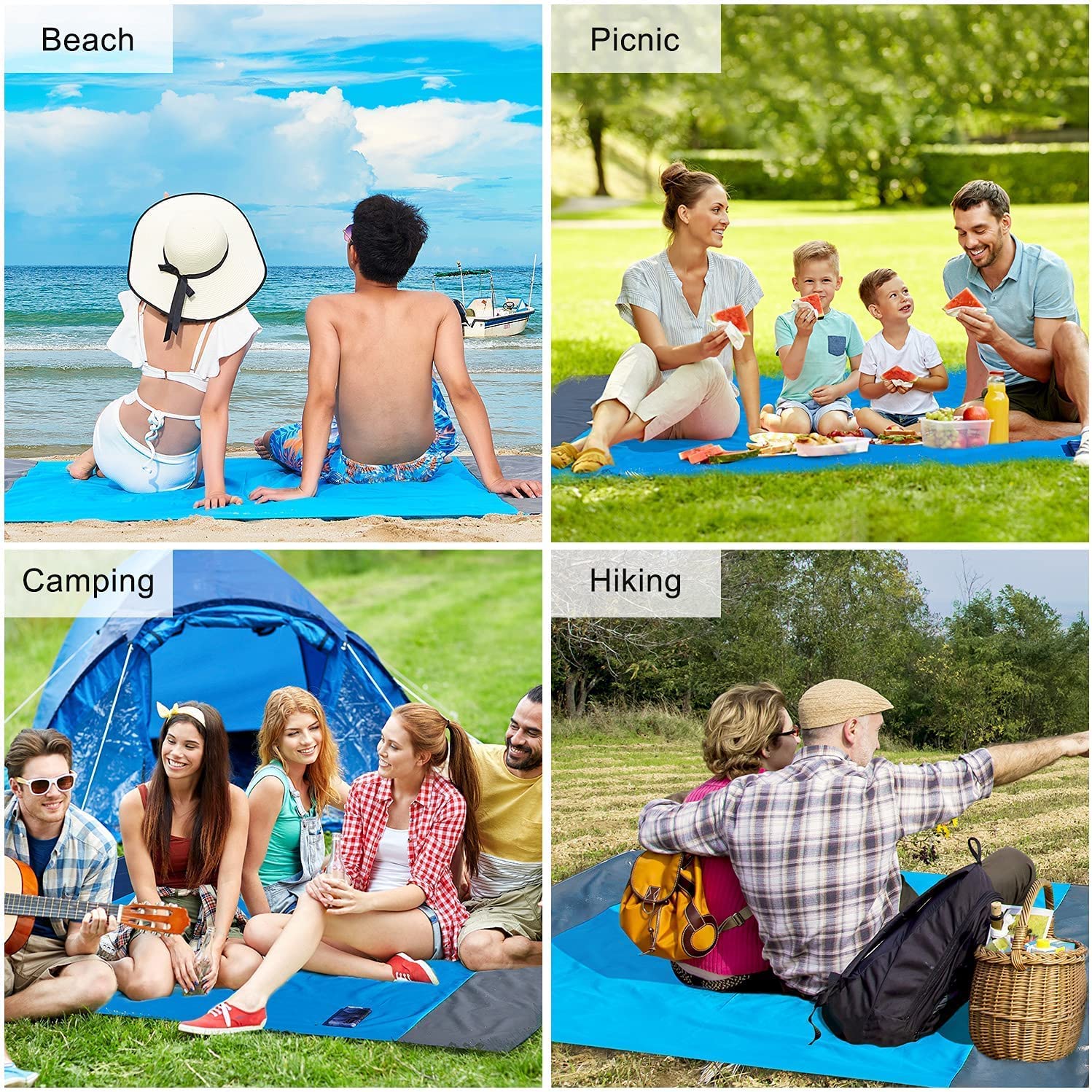 79’’ X 55’’ Oversized Lightweight Waterproof Sandproof Beach Blanket Picnic Mat Bn-link