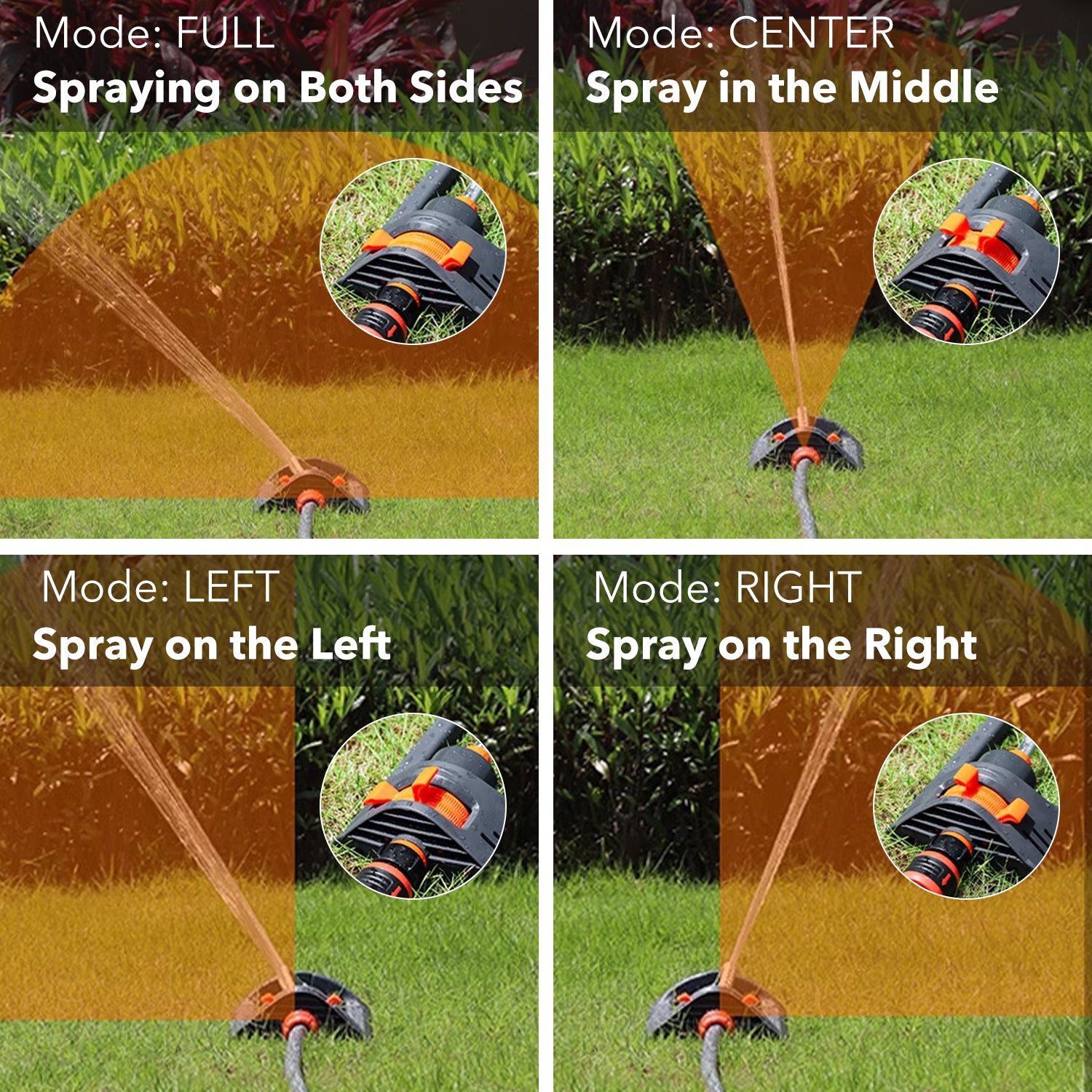 Oscillating Sprinkler with 4-Way Adjustable Spray, 19 Hole Nozzles, Water Sprinkler for Yard Lawn Covers up to 4,000 sq.ft, Includes Spray Jet Cleaning Needle, Gray Bn-link