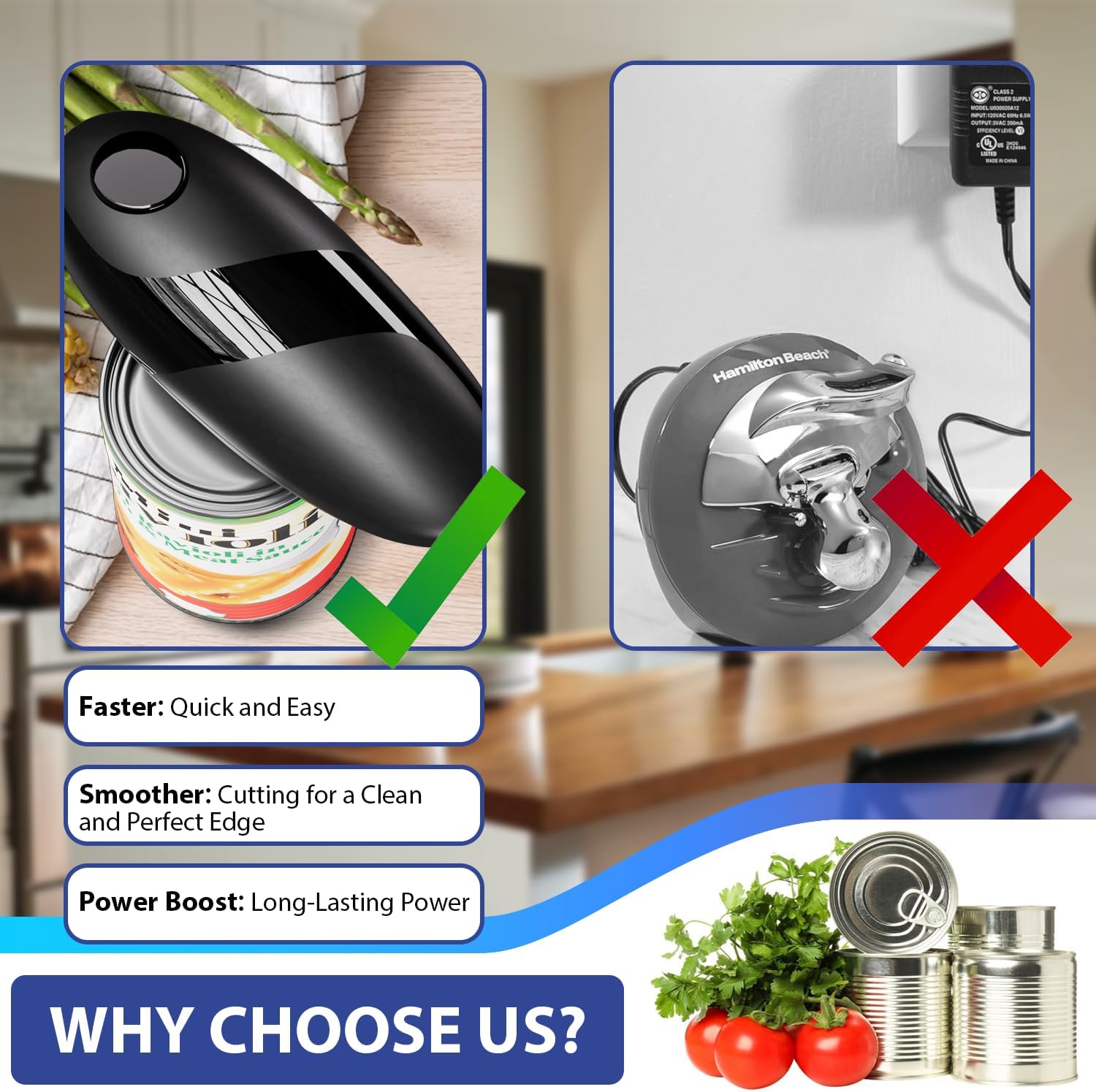 Electric Can Opener, One Touch Automatic Kitchen Can Opener for Seniors with Arthritis, Hands Free & Smooth Edge, Battery Operated, for Any Size Can Bn-link