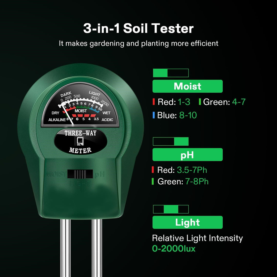 3-in-1 Soil Meter Plant Moisture Light PH Tester Gardening, Farming Indoor & Outdoor Use Bn-link - BN-LINK