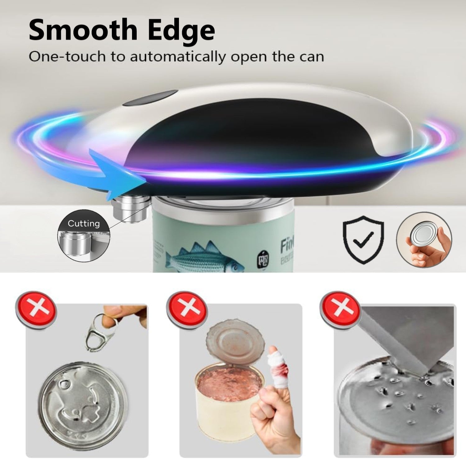 Rechargeable Electric Can Opener, One Touch Automatic Can Opener for Kitchen and Seniors with Arthritis, Smooth Edge & Handsfree, Ultra-Compact Opener Fits All Can Sizes Bn-link