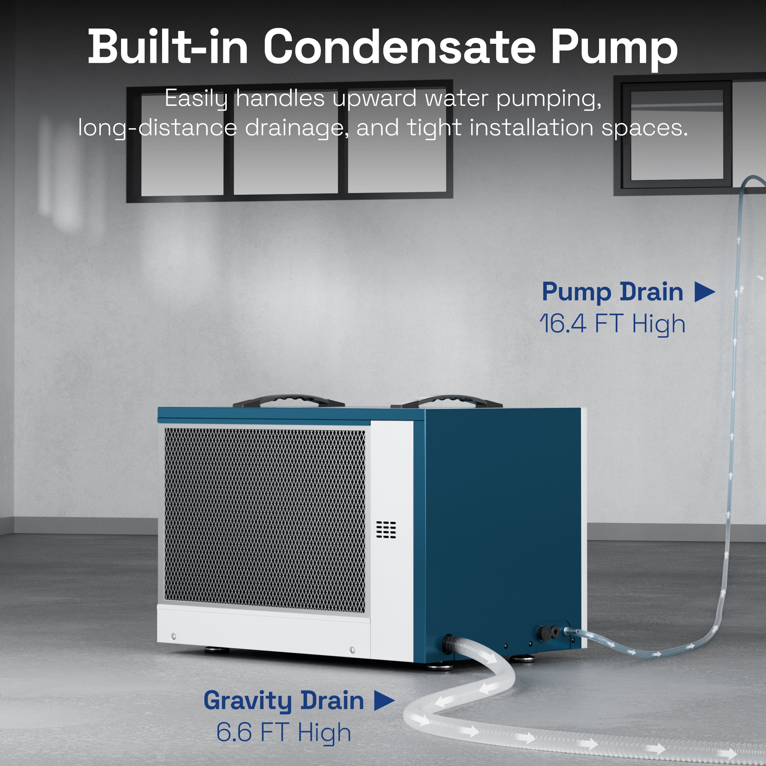 125 Pints Commercial Dehumidifier with Pump and Drain Hose, Industrial Dehumidifier for Basement and Crawl Space up to 5900 Sq. Ft, Large Capacity, Built-in 24-Hour Timer HBN