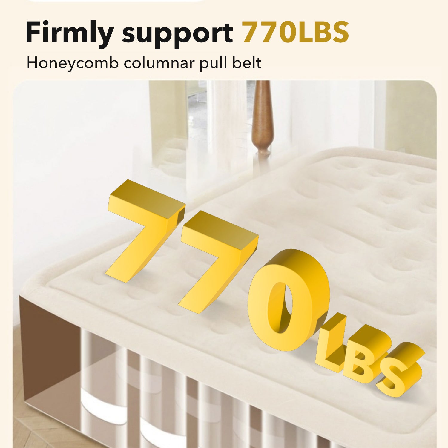 75 x 39 x 16/ 81 x 60 x 16 inches Queen Air Mattress, Air Mattress with Built in Pump, Inflatable Air Mattress for Guests, Camping & Home, 770lb Weight Capacity Khaki Bn-link