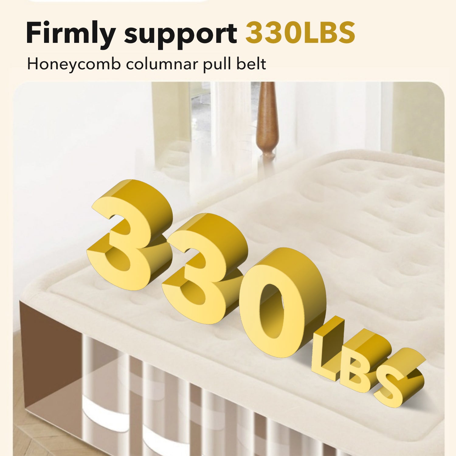 75 x 39 x 16/ 81 x 60 x 16 inches Queen Air Mattress, Air Mattress with Built in Pump, Inflatable Air Mattress for Guests, Camping & Home, 770lb Weight Capacity Khaki Bn-link