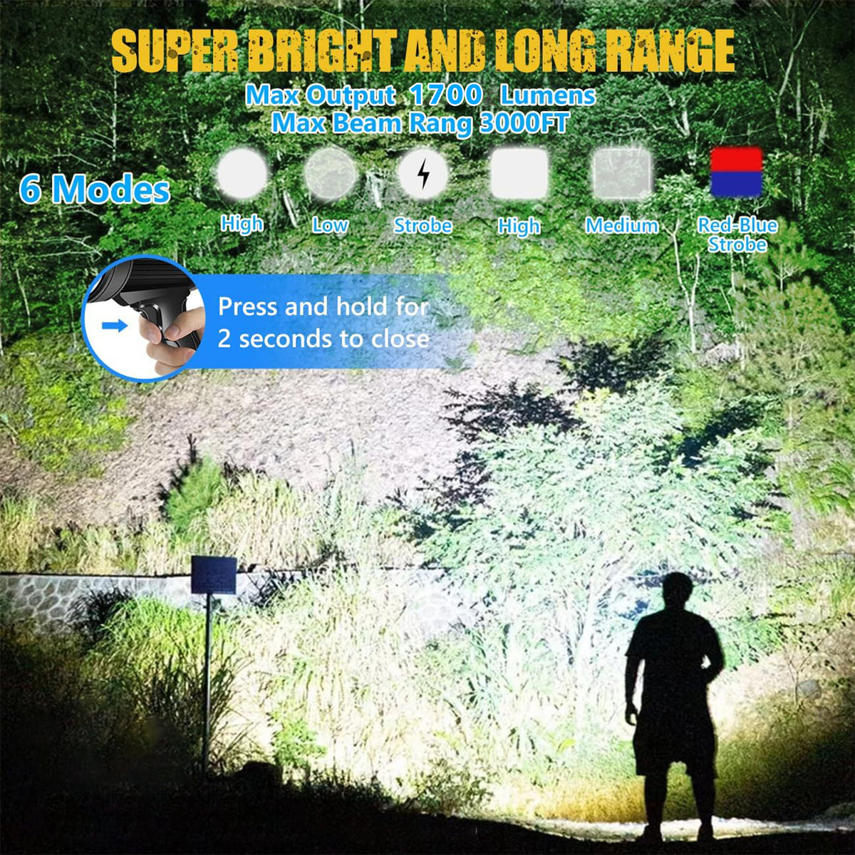 Super Bright Led Outdoor Rechargeable Handheld Spotlight Hunting Flash