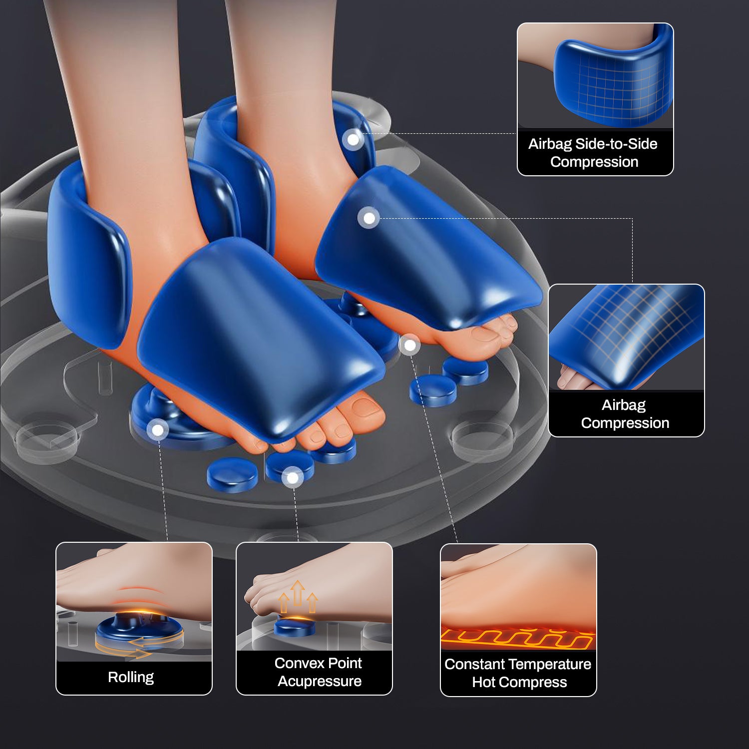 Foot Massager Machine with Heat & 5 Deep-Kneading Modes, 5 Massage Levels & Timer, Remote Control Deep Kneading Machine for Plantar Fasciitis, for Home and Office Use Bn-link